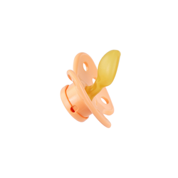 Dentistar sutter, coral, ortodontisk silikone / naturgummi og buet skjold, 6-14+ mdr. 2 stk.